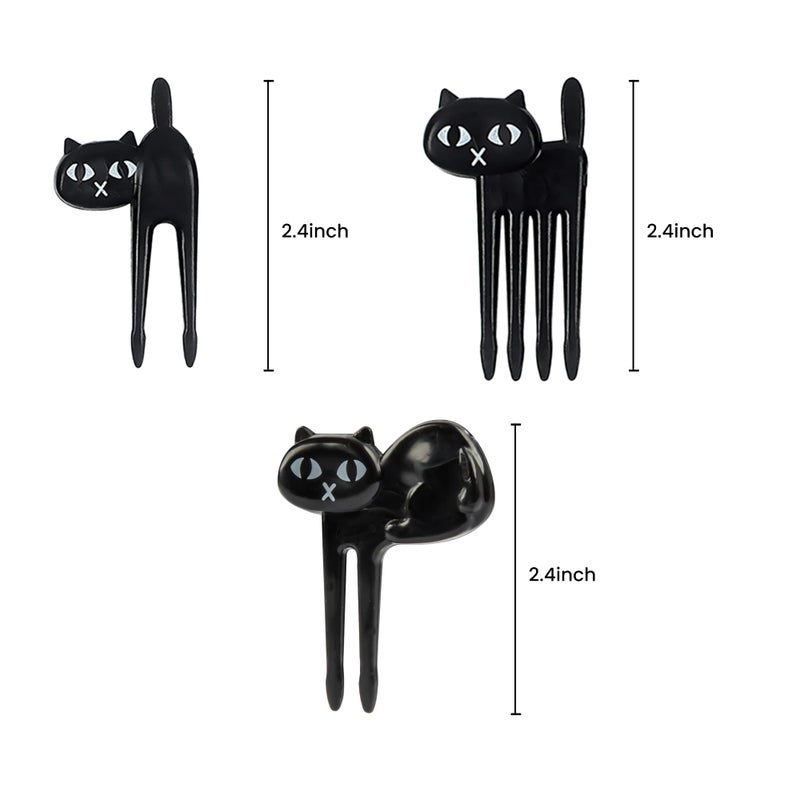 ICYANG Black Cat Food Picks for Fruit Cocktail Picks Bento Lunch Box Forks Decor Party Accessories Palillos Decorativos Comida Cute Animal Reusable Small 12 Pieces - Image 3